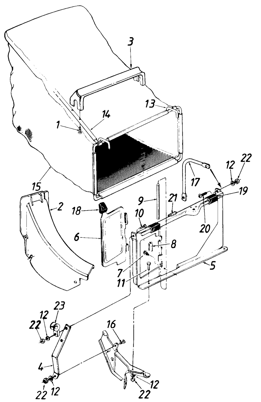 Grass Catcher Diagram and Parts List for 081 (190100)(1989) Cub Cadet Lawn Tractor Accessories